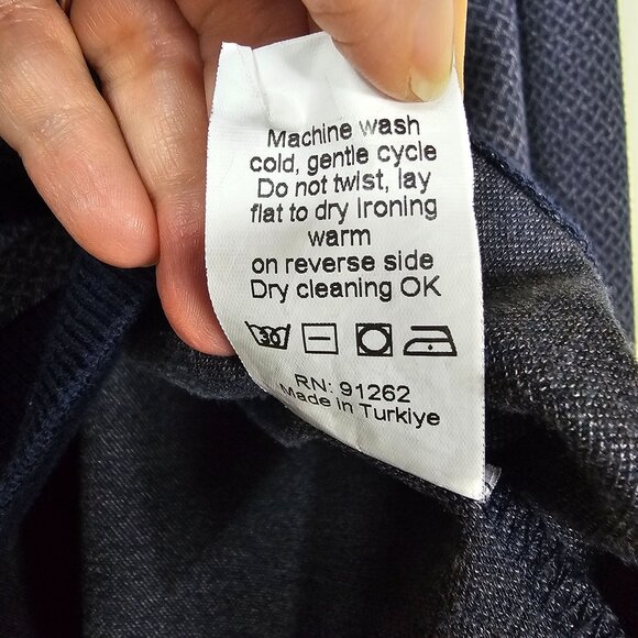 Enzo Tovare Mens 1/4 Zip Pullover Sweater Sz XL Textured Navy Preppy Old Money - Picture 7 of 10